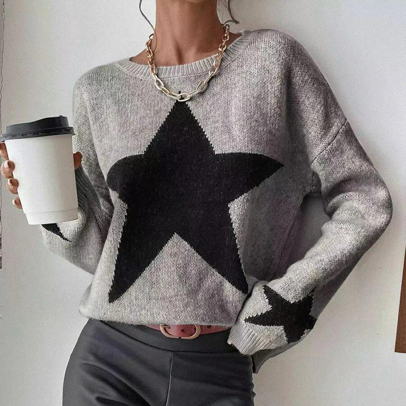 Wholesale Round Neck Threaded Knitted Sweater Top for Women